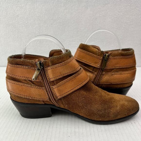 Sam Edelman Boots Womens 7 M Pippen Suede Brown Ankle Double Buckle Detail - Picture 5 of 14